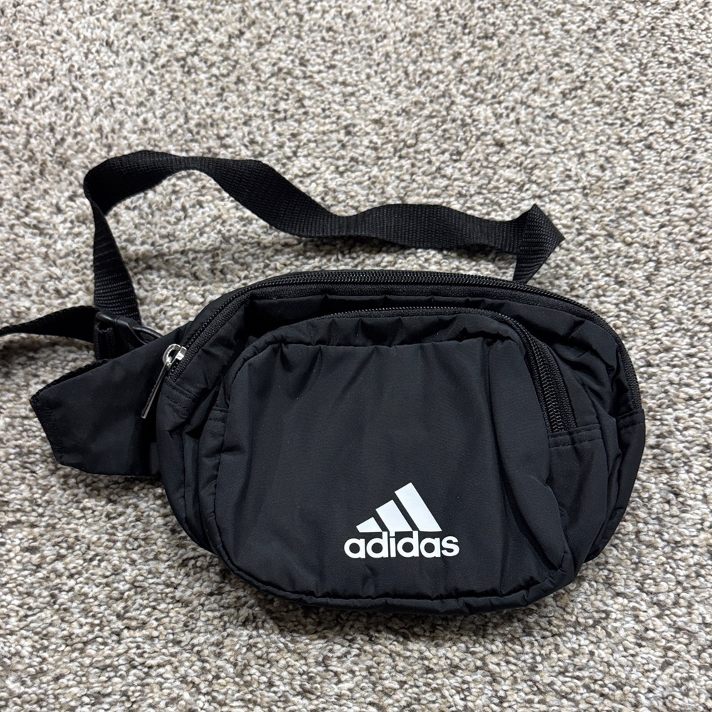 adidas Black Waist Bag with White Logo